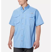 Columbia PFG Bonehead Men&#39;s Size XL Light Blue Short Sleeve Fishing Vented Shirt - £15.80 GBP
