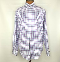 Thomas Dean mens XL button down shirt Purple Check flip Cuff  - $30.68