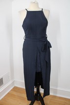 NWT Black Swan M Navy Blue Texture Layered Hi-Lo Belted Tank Dress - $37.99