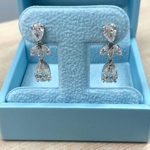 4.86 TCW IGI F-VS1 Pear Cut Lab Grown Diamond Dangle Earrings 14k White ... - $2,613.08