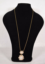 Alexis Bittar Womens Necklace Quartz Flower Shape Pendant Gold Color 32&quot; - £93.21 GBP