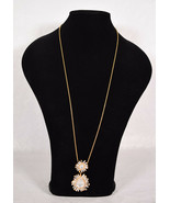 Alexis Bittar Womens Necklace Quartz Flower Shape Pendant Gold Color 32&quot; - $169.86 CAD