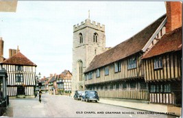 Gild Chapel and Grammar School Stratford Upon Avon England w old Cars Postcard - £5.77 GBP