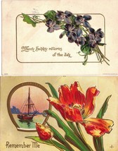 2 Greetings Postcards Early 1909 &amp; 1912 Remember Me &amp; Many happy returns  - £1.72 GBP