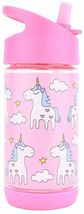 Kids Water Bottle w. Straw, Cute Unicorn Design Girls, Spill Proof, Eco-... - $12.95