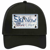 Ski Now Work Later Novelty Black Mesh License Plate Hat - £23.17 GBP