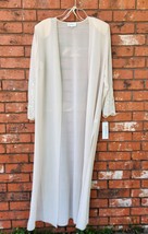 Studio I Women&#39;s Cardigan Duster Longline Sheer Cream With Beaded Sleeve - $11.30