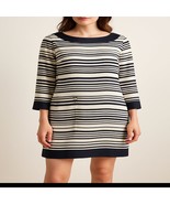 J.Crew Silk Stripe Shift Dress | Size 8 | Navy &amp; Ivory Boatneck Pocket D... - $820.37 MXN