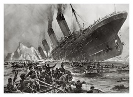 Rms Titanic Sinking Artistic Sketch 1912 Tragedy 5X7 B&amp;W Photo - £6.67 GBP