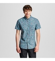 NWT Men&#39;s Hawaian Palm Leaf Shirt Cotton Short Sleeve Navy Size Men&#39;s Small - £12.04 GBP