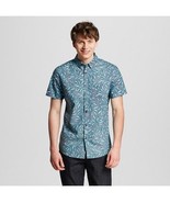 NWT Men&#39;s Hawaian Palm Leaf Shirt Cotton Short Sleeve Navy Size Men&#39;s Small - £11.81 GBP