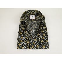 Men's Shirt By CASILA Turkey Cotton Blend Long Sleeves 501570-03 Black Floral image 3