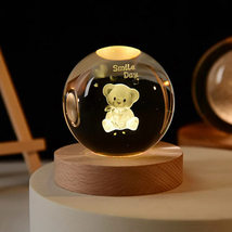 Teddy Bear Night Lights, 3D Print Planet Lamp, Crystal Ball, Chirstmas Gift , - £25.66 GBP