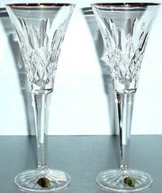 Waterford Lismore Golden Toasting Champagne Flutes SET/2 #163706 Gold Rim New - £174.97 GBP