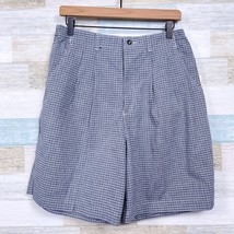 Lee Casuals Vintage 90s Pleated Mom Shorts Blue White Check High Rise Wo... - $39.59