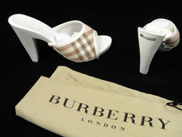 NEW Burberry Shastrid Shoes Mules Slides! US 7 Eu 37 White with Pink Check  BLEM - £157.28 GBP