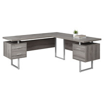71" Taupe and Silver L Shape Computer Desk With Three Drawers - $16,738.85 MXN
