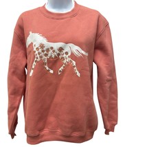 VTG King Universal Womens M Peach Color Horse Sweatshirt Wildflowers Cre... - $23.74