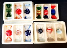 12 Pc Vintage Hand-Blown colorful ART GLASS CANDY Faux Wrapped Candies - $44.54