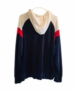 Vtg Fila Sport Hooded Top Athletic Mens L Blue Rd Wht Color Block - $52.25