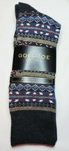 Goldtoe Men&#39;s Crew Socks 1 Pair Shoe Size 6-12.5 Fair Isle Denim Color New - £7.41 GBP