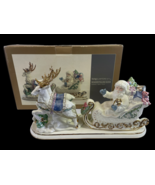 Living Quarters Reindeer Pulling Sleigh Ceramic Christmas Santa Table Pi... - £57.36 GBP