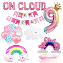 Big On Clound 9 Birthday Party Supplies,9Th Birthday Decorations, Rainbow Party  - £26.88 GBP