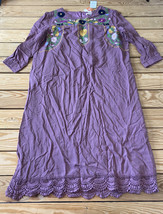 tea n rose NWT $59.50 women’s Embroidered midi dress Size M mauve K6 - £14.16 GBP