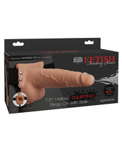 Fetish Fantasy Series 7.5&quot; Hollow Squirting Strap On W/balls - Flesh - £56.08 GBP