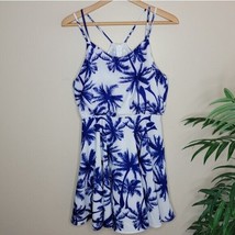 Altar&#39;d State | Blue White Palm Tree Print Strappy Cami Dress womens size medium - £19.40 GBP
