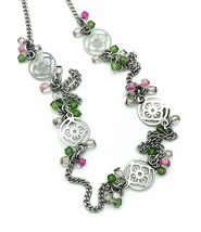 AGATHA Paris Silver Tone Beaded Open Work Station Necklace 16 - 18 in - £20.24 GBP