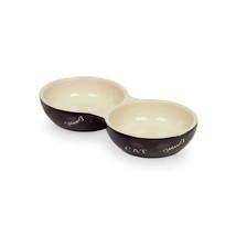 Nobby Ceramic Cat Double Bowl, 22 x 22 x 0.25 cm, Black/ Beige  - £12.55 GBP