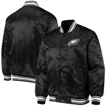 Classic NFL Philadelphia Eagles Baseball Letterman Varsity Jacket Black Satin - £83.61 GBP