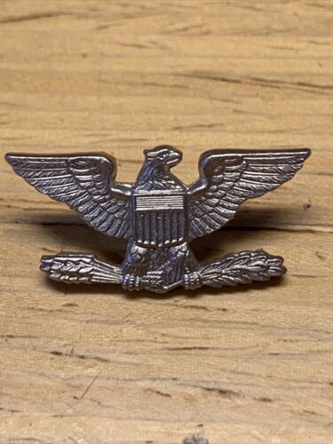 Vintage US Army Colonel Collar Badge 1/20 Silver Military Militaria KG JD - $19.80