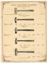 Simmons Hardware Company Solid Cast Blacksmith Ball Pein Hammers Catalog Page  - £14.24 GBP