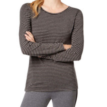 allbrand365 designer Womens Activewear Striped Cutout Back Long Sleeve T-Shirt,L - £19.85 GBP