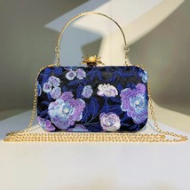 Embroidery Flower Evening Bag for Women Gorgeous Party Clutch Purse Lady Elegant - £71.70 GBP