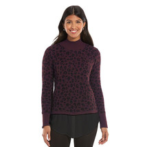 Apt 9 Sweater Tunic Womens Burgundy Animal Print Mock Neck Tiered Layered $50 - £9.43 GBP