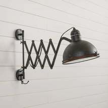 Accordion Wall Sconce Light in distressed black metal - extendable image 2