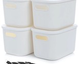 Citylife 4 Packs Plastic Storage Bins With Lids White Storage Box With H... - £36.37 GBP