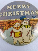 VTG Lot of 4 Christmas Pin Back Buttons Snowman Joy Happy Holidays Crane Derleth - £22.67 GBP