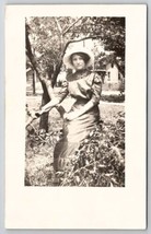 RPPC Pretty Young Lady Posing On Tree Branch Real Photo c1910 Postcard P25 - £10.14 GBP