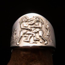 Ancient Star Sign Gemini Men&#39;s Zodiac Pinky Ring - shiny Sterling Silver... - $66.00