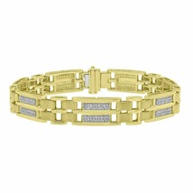 1.50CT Diamante Taglio Rotondo 14K Placcato Oro Giallo Link Tennis Bracelet 8.5 - £176.24 GBP
