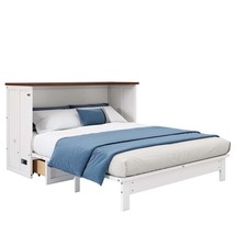 Solid Pine Full Murphy Bed Chest with Charging &amp; Storage - $10,475.43 MXN
