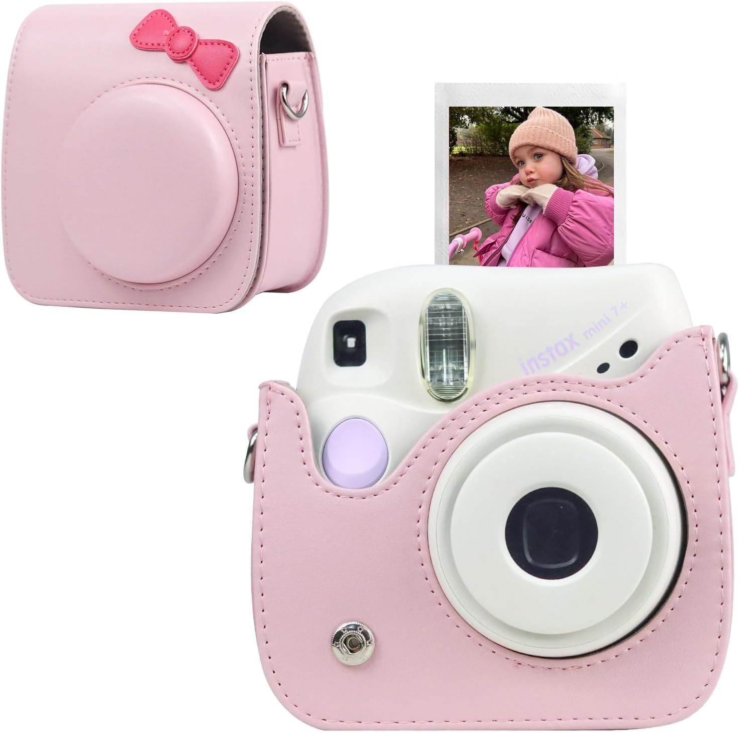 Caiyoule Case For Fujifilm Instax Mini 7+/7S/7C Instant Film Camera, Pink - $44.93