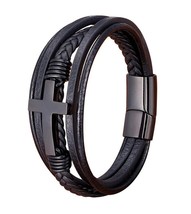 Leather Bracelet For Men Emo Accessories Couples Gift - £66.22 GBP