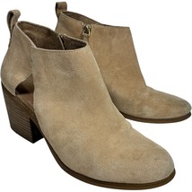 Tom&#39;s Lea Taupe Sand Suede 3&quot; Block Heel side-zip Ankle Boots Bootie siz... - $18.05