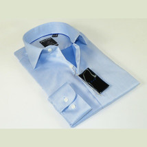 Men's Shirt Christopher Lena PROPER 100% Cotton Wrinkle Free p720ttsr Blue Slim image 6