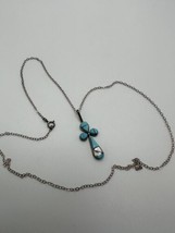 Vintage Turquoise Sterling Silver Zuni Cross Marked RGB 3.3cm 18” - £78.30 GBP